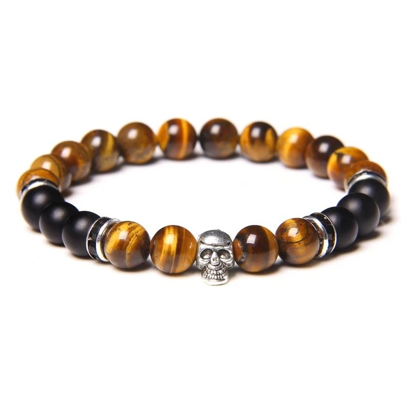 Bracelet Tête de Mort Œil-de-Tigre