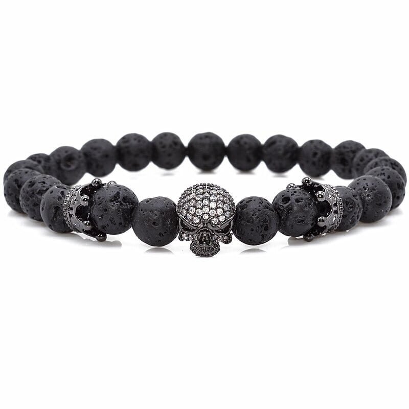 Bracelet Tête de Mort Strass Noir