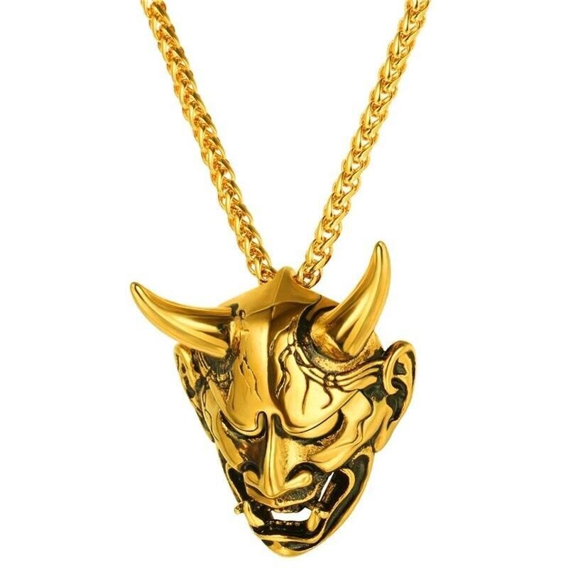 Collier Tête de Mort Démon or Collier Tête de Mort Démon or