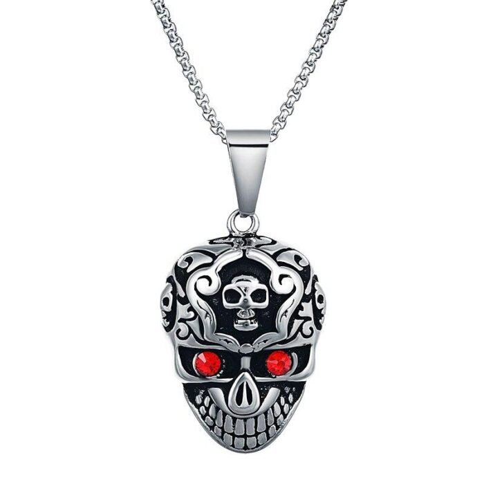 Collier Tête de Mort Yeux Rouges