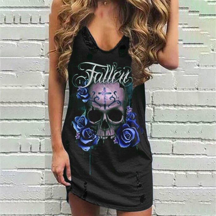 Sweat à Capuche Imprimé Tête De Mort Et Fleurs - Coupe Classique - 241 G