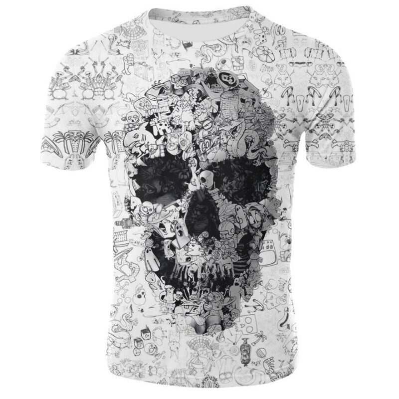 T-Shirt Tête de Mort Blanc