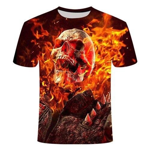 T-Shirt Tête de Mort Enflammé