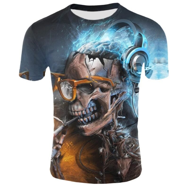 T-Shirt Tête de Mort Casque DJ